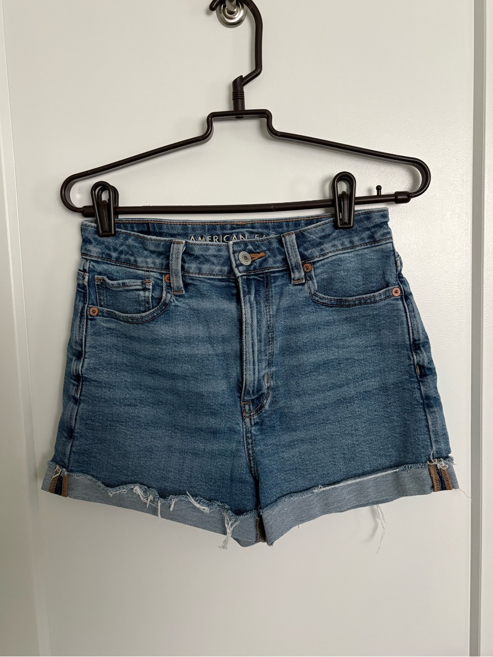 American Eagle Outfitters Stretch Denim High-Rise Mom Shorts